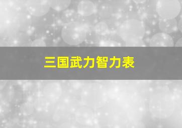 三国武力智力表