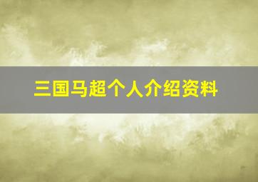 三国马超个人介绍资料