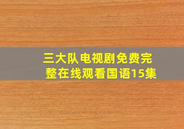 三大队电视剧免费完整在线观看国语15集