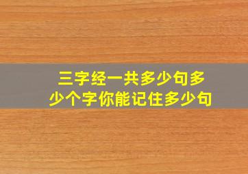 三字经一共多少句多少个字你能记住多少句