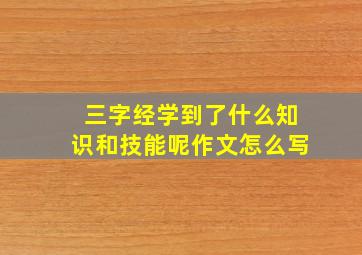 三字经学到了什么知识和技能呢作文怎么写