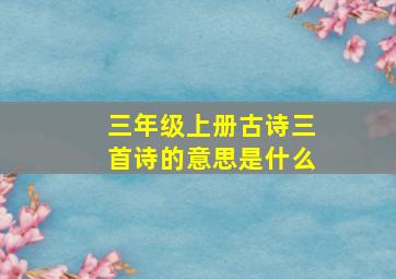 三年级上册古诗三首诗的意思是什么