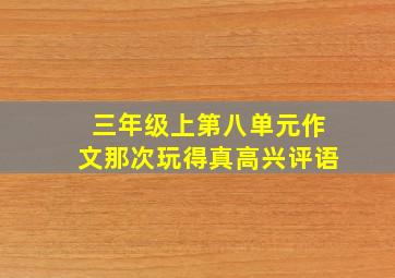 三年级上第八单元作文那次玩得真高兴评语