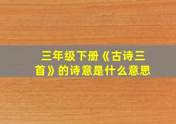 三年级下册《古诗三首》的诗意是什么意思