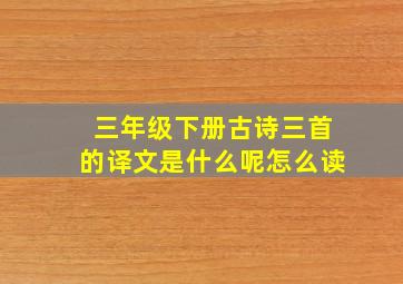 三年级下册古诗三首的译文是什么呢怎么读