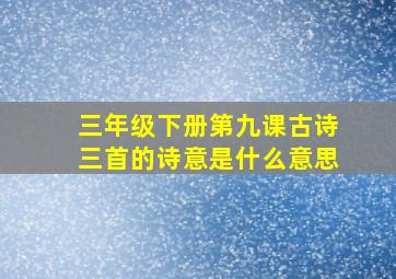 三年级下册第九课古诗三首的诗意是什么意思