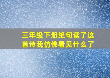 三年级下册绝句读了这首诗我仿佛看见什么了