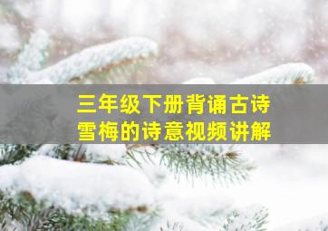 三年级下册背诵古诗雪梅的诗意视频讲解