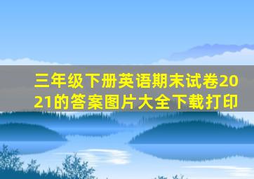 三年级下册英语期末试卷2021的答案图片大全下载打印