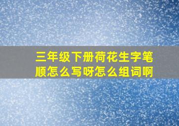 三年级下册荷花生字笔顺怎么写呀怎么组词啊