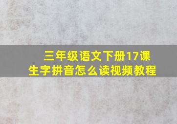 三年级语文下册17课生字拼音怎么读视频教程