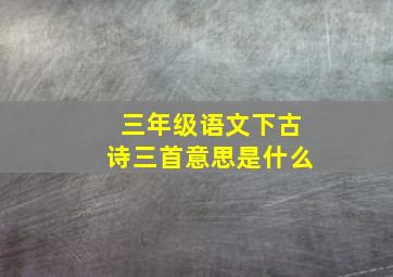 三年级语文下古诗三首意思是什么