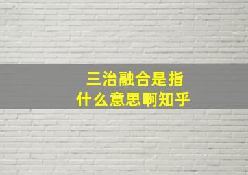 三治融合是指什么意思啊知乎