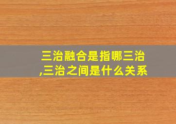 三治融合是指哪三治,三治之间是什么关系