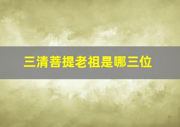 三清菩提老祖是哪三位