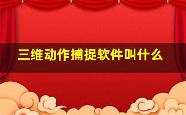 三维动作捕捉软件叫什么