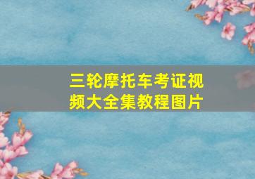 三轮摩托车考证视频大全集教程图片