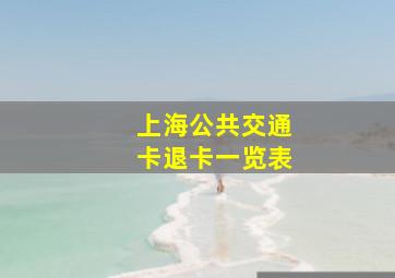 上海公共交通卡退卡一览表