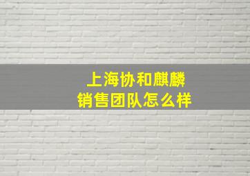 上海协和麒麟销售团队怎么样