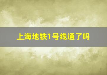 上海地铁1号线通了吗