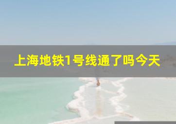 上海地铁1号线通了吗今天