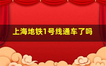 上海地铁1号线通车了吗