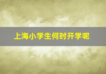 上海小学生何时开学呢