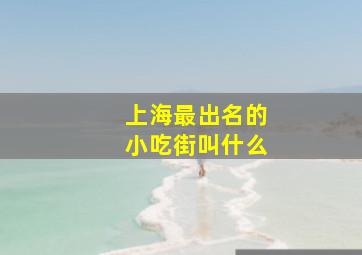 上海最出名的小吃街叫什么