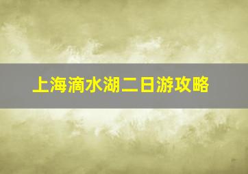 上海滴水湖二日游攻略