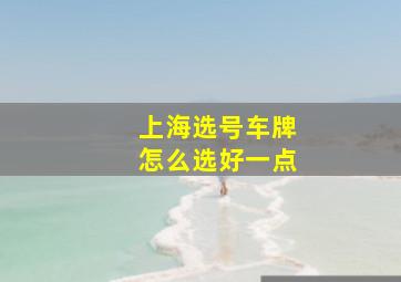 上海选号车牌怎么选好一点