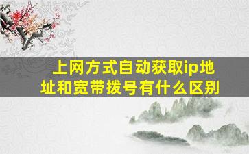 上网方式自动获取ip地址和宽带拨号有什么区别