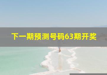 下一期预测号码63期开奖