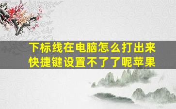 下标线在电脑怎么打出来快捷键设置不了了呢苹果