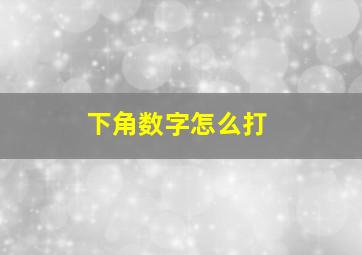 下角数字怎么打