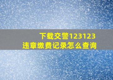 下载交警123123违章缴费记录怎么查询