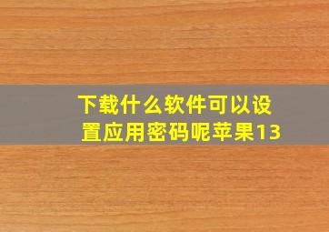 下载什么软件可以设置应用密码呢苹果13