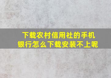 下载农村信用社的手机银行怎么下载安装不上呢