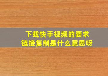 下载快手视频的要求链接复制是什么意思呀