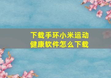 下载手环小米运动健康软件怎么下载