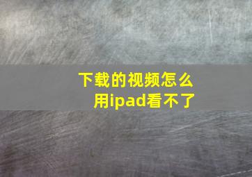 下载的视频怎么用ipad看不了