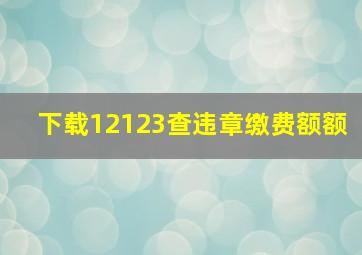 下载12123查违章缴费额额