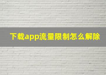 下载app流量限制怎么解除