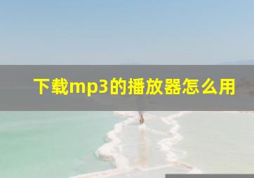 下载mp3的播放器怎么用