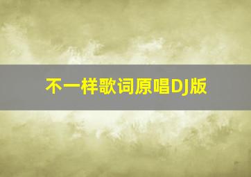 不一样歌词原唱DJ版