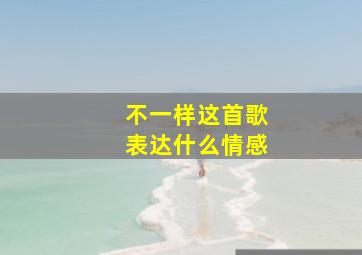 不一样这首歌表达什么情感