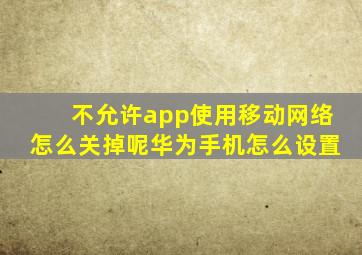 不允许app使用移动网络怎么关掉呢华为手机怎么设置