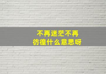 不再迷茫不再彷徨什么意思呀