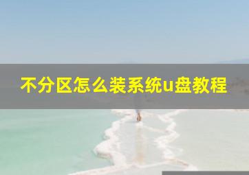 不分区怎么装系统u盘教程