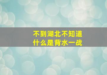 不到湖北不知道什么是背水一战