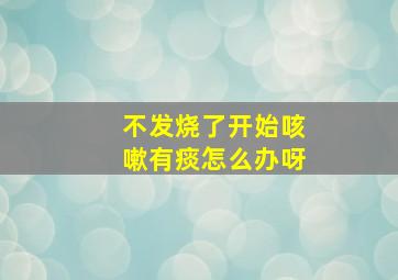 不发烧了开始咳嗽有痰怎么办呀